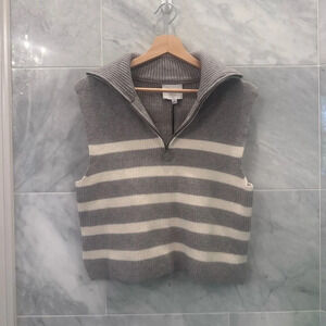 nwts STRIPED ZIP UP HIGH NECK KNITTED VEST size medium